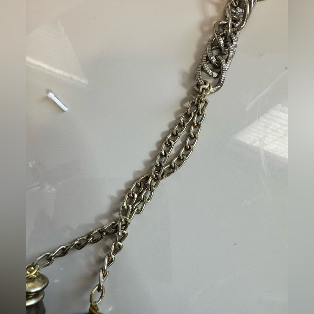 Carnelian Agate Brown and Gold Chunky Chico’s Natural Stone Necklace - Picture 9 of 12